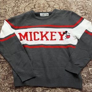 Disney Mickey Mouse Gray and Red Collegiate Sweater